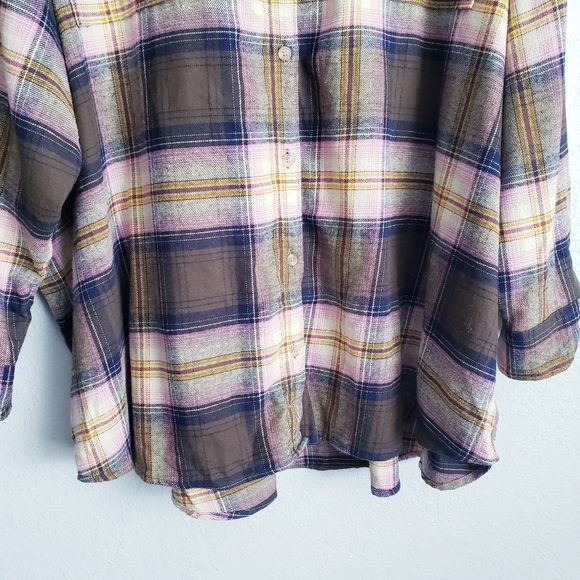 Old Navy Long-Sleeve Plaid Flannel Boyfriend Tunic Shirt - Picture 2 of 6